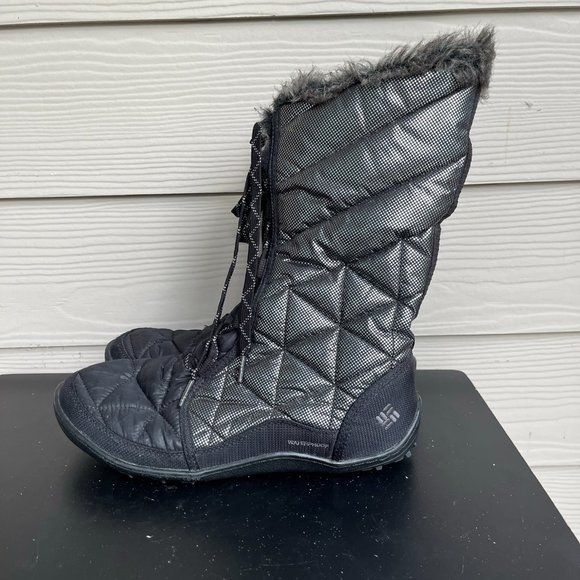 Columbia Women's Omni Heat Black Waterproof Quitled Winter Black Bloots Size 10 - Picture 5 of 11